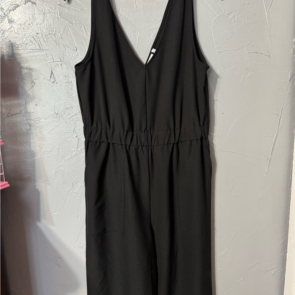 Good Luck Gem Black Sleeveless Jumpsuit with V-Neckline